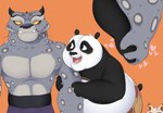 anthro bear belly bottomwear clothing dreamworks duo felid fur giant_panda hand_holding heart_symbol hearts_around_body hypnokoo kung_fu_panda male male/male mammal markings master_po_ping master_shifu multicolored_body multicolored_fur muscular muscular_anthro muscular_male overweight overweight_male pantherine pecs shorts snow_leopard spots spotted_body spotted_fur tai_lung_(kung_fu_panda)