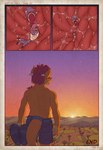 2016 ambiguous_gender anthro carrying_another clothed clothing comic digestion dinosaur dragon dromaeosaurid english_text european_mythology feral heart_symbol hi_res inside_stomach internal larger_anthro larger_male male mythological_creature mythological_scalie mythology orange_body organs piggyback red_body red_scales reptile scales scalie size_difference slurping smaller_ambiguous smaller_feral stomach sunset swallowing tail text thaz_(artist) thaz_(character) theropod tongue tongue_out topless topless_male velociraptor vore western_dragon