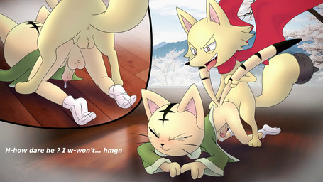 3_fingers anal anal_penetration anthro anthro_on_anthro anus asian_clothing balls bodily_fluids bottomless butt butt_grab clothed clothing cum cum_in_ass cum_inside cum_on_ground cutaway dialogue duo east_asian_clothing erection fade_in fade_out fingers footwear foreskin front_view genital_fluids genitals hand_on_butt humanoid_genitalia humanoid_penis japanese_clothing male male/male open_mouth orgasm penetration penis precum prostate rear_view scarf sex socks tabi_socks tail tail_grab text tongue tongue_out zpectralkrystal shaman_king conchi matamune_(shaman_king) canid canine felid feline fox mammal 16:9 2025 animated english_text hi_res high_framerate huge_filesize no_sound short_playtime video widescreen