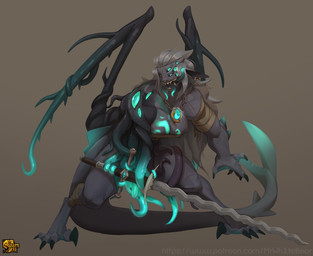 3_tongues 4_toes 5_fingers bandage bandaged_chest bandages_only bodily_fluids breasts brown_eyes claws cleavage clothed clothing collar digitigrade ear_piercing ear_ring eyelashes eyes_everywhere eyes_on_body facial_scar feet female finger_claws fingers glowing glowing_eyes glowing_markings greatsword grey_body grey_scales hair holding_object holding_weapon jewelry long_hair long_tail looking_at_viewer markings melee_weapon membrane_(anatomy) menacing_aura multi_eye multi_tongue muscular muscular_female muscular_humanoid necklace non-mammal_breasts open_mouth piercing ring_piercing saliva saliva_on_tongue saliva_string scales scar shark_fin shark_tail sharp_teeth simple_background smile solo sword tail teal_eyes teeth tentacle_wings tentacles toe_claws toes tongue tongue_out unusual_anatomy unusual_eye_placement unusual_wings warrior weapon webbed_feet webbed_hands white_hair wings mrwhitebear animal_humanoid aquatic aquatic_humanoid cephalopod eldritch_abomination eldritch_being eldritch_humanoid fish humanoid hybrid mollusk 2026 absurd_res digital_media_(artwork) hi_res