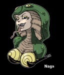 big_breasts breasts female non-mammal_breasts outline simple_background snake_hood solo teeth text tongue tongue_out transparent_background spn corruption_of_champions humanoid reptile scalie snake alpha_channel english_text