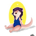 anthro clothing female one-piece_swimsuit solo swimwear zhibita mona_(candy) mammal mustelid otter 1:1 digital_media_(artwork)