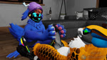 anthro black_penis blue_body blue_fur claws clothing duo feet first_person_view foot_fetish foot_play footjob fur genitals hair hat headgear headwear inside machine male male/male orange_body orange_fur pawpads paws penile penis pink_pawpads sex toes two-footed_footjob white_body white_fur gylala blender_eevee capcom monster_hunter gylala_(character) canid canine flying_wyvern mammal nargacuga protogen 16:9 3d_(artwork) 3d_animation animated blender_(artwork) digital_media_(artwork) hi_res high_framerate huge_filesize long_playtime loop no_sound webm widescreen