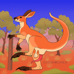 anatomically_correct anatomically_correct_feet anatomically_correct_genitalia anatomically_correct_penis animal_genitalia animal_penis balls balls_above_penis blinking bodily_fluids bouncing bouncing_balls bouncing_ears countershading feral fur genital_fluids genitals green_eyes male marsupial_penis nature nature_background on_one_leg orange_body orange_fur outback penis precum precum_on_foot precum_on_penis precum_squirt precum_string solo standing tail tapering_penis tapering_tail vein veiny_penis cloudweaver_(artist) kangaroo macropod mammal marsupial red_kangaroo 1:1 animated digital_media_(artwork) dithering pixel_(artwork) pixel_animation