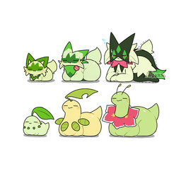 ambiguous_gender antennae_(anatomy) anthro blush dipstick_ears ear_markings evolutionary_family eyes_closed feral flower fur green_body green_fur green_tail group leaf loaf lying mask multicolored_ears narrowed_eyes on_front plant red_eyes shaking simple_background size_difference smile tail tuft white_background yellow_body tontaro nintendo pokemon bayleef chikorita elemental_creature flora_fauna floragato generation_2_pokemon generation_9_pokemon mammal meganium meowscarada pokemon_(species) reptile scalie sprigatito 1:1 2d_animation animated frame_by_frame signature watermark