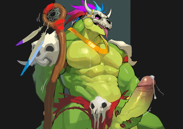 abs anthro aroused_face balls biceps bodily_fluids bone bone_mask clothing erection genital_fluids genitals glans green_body humanoid_genitalia humanoid_penis male mask masturbation muscular muscular_anthro muscular_arms muscular_male muscular_thighs non-mammal_balls nude pecs penile penile_masturbation penis precum serratus simple_background skull skull_mask solo triceps dendryte_axxon terraria witch_doctor_(terraria) lihzahrd lizard reptile scalie absurd_res digital_drawing_(artwork) digital_media_(artwork) hi_res