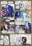 2016 black_hair blue_body blue_feathers blue_hair blush clothed clothing comic cutie_mark dialogue drunk earth_pony english_text equid equine eyebrows eyelashes eyes_closed eyeshadow eyewear fan_character feathered_wings feathers female feral fluttershy_(mlp) friendship_is_magic fur glasses green_eyes hair half-closed_eyes hasbro hi_res hooves horn horse inside makeup mammal monochrome multicolored_hair my_little_pony mythological_creature mythological_equine mythology narrowed_eyes pegasus pencils_(artist) pink_body pink_fur pony princess_celestia_(mlp) princess_luna_(mlp) purple_body purple_eyes purple_fur purple_hair smile substance_intoxication text twilight_sparkle_(mlp) unicorn winged_unicorn wings