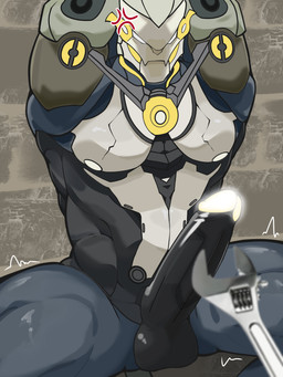 angry balls black_body butt crouching erection genitals hair humanoid_genitalia humanoid_penis looking_at_viewer machine male male/male mostly_nude muscular muscular_male nipples not_furry nude penis simple_background solo spread_legs spreading tail ice_cloth mihoyo zenless_zone_zero banyue_(zenless_zone_zero) yue humanoid robot robot_anthro robot_humanoid absurd_res digital_media_(artwork) hi_res
