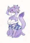 accessory anthro asian_clothing barefoot big_breasts blaze_the_cat breasts cleavage clothed clothing east_asian_clothing fawnography feet felid feline female forehead_gem gem hair_accessory hairband hi_res japanese_clothing kimono looking_at_viewer mammal sega solo sonic_the_hedgehog_(series)