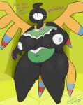 1_eye 2018 absurd_res angry anthro anthrofied areola avian belly big_belly big_breasts breasts cosmicscourge curvy_figure deep_navel english_text fan_character female freckles front_view generation_5_pokemon genitals hi_res huge_breasts huge_hips looking_at_viewer navel nintendo non-mammal_breasts nude overweight overweight_anthro overweight_female pokemon pokemon_(species) pokemorph psychic pussy short_stack sigilyph simple_background slightly_chubby solo standing temple text thick_thighs voluptuous wide_hips wings