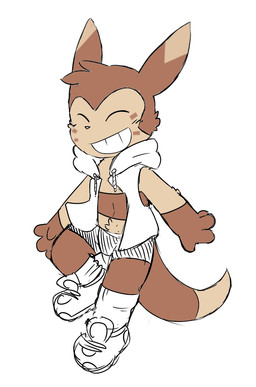 ambiguous_gender anthro anthrofied biped bottomwear clothing footwear fur pokemorph shoes shorts simple_background smile socks solo topwear vest oob nintendo pokemon furret generation_2_pokemon mammal mustelid pokemon_(species) 2018 hi_res sketch source_request unavailable_at_source