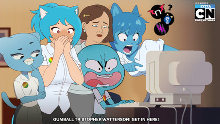 angry anthro black_eyes blue_body blue_fur blue_hair brown_hair dialogue female fur gesture group hair hand_gesture hands_over_mouth pointing red_eyes square_crossover goz-o cartoon_network e621 hentai_haven nhentai the_amazing_world_of_gumball nicole_watterson nicole_watterson_(the_fury) nicole_watterson_(the_nuisance) animal_humanoid cat_humanoid domestic_cat felid felid_humanoid feline feline_humanoid felis human humanoid mammal mammal_humanoid 2026 hi_res