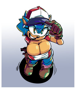 anthro big_breasts breasts cleavage clothed clothing crossgender female high-angle_view short_stack solo trucker missphase sega sonic_the_hedgehog_(series) sonic_the_hedgehog eulipotyphlan hedgehog mammal hi_res