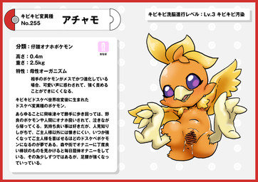 anus bodily_fluids border censor_bar feathers feet female fur genital_fluids genitals orange_body orange_fur orange_skin pokedex pokedex_entry pokedex_number purple_eyes red_border simple_background talons text toes vaginal_fluids vulva white_background yellow_body yellow_feathers young nikunigushii nintendo pokemon generation_3_pokemon pokemon_(species) torchic absurd_res censored hi_res japanese_text translation_request