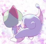 ambiguous_gender duo female female/ambiguous hair hair_over_eyes heart_symbol kissing pink_background simple_background minashirazu nintendo pokemon generation_3_pokemon generation_8_pokemon hatenna humanoid pokemon_(species) ralts waddling_head 2019