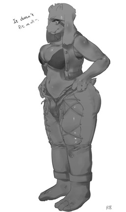 alternate_universe anthro big_breasts big_butt biped bodily_fluids bottomwear bra breasts bulge butt cleavage clothed clothed_anthro clothed_gynomorph clothed_intersex clothing crossgender curvy_figure ftg_crossgender fti_crossgender fur gynomorph horn intersex jacket long_ears mature_anthro mature_gynomorph mature_intersex navel panties pants simple_background solo standing sweat text thick_thighs topwear underwear voluptuous voluptuous_anthro voluptuous_gynomorph voluptuous_intersex white_body white_fur wide_hips kissxmaker underfell undertale undertale_(series) toriel boss_monster_(undertale) bovid caprine mammal 2018 english_text hi_res monochrome