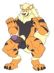 anthro anthrofied arcanine balls claws erection foreskin generation_1_pokemon genitals hi_res humanoid_genitalia humanoid_penis looking_down male muscular nintendo nude open_mouth open_smile penis pokemon pokemon_(species) pokemorph pubes retracted_foreskin seyrmo simple_background smile solo white_background