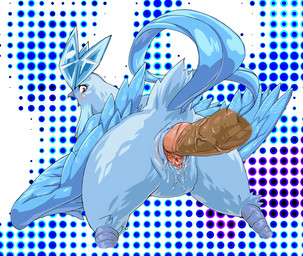 all_fours ambiguous_gender animal_genitalia avian_butt beak blue_beak blue_body blue_butt blue_cloaca blue_feathers blue_tail_feathers blush bodily_fluids brown_penis butt cloaca cloaca_juice cloacal cloacal_penetration disembodied_penis duo erection feathers female feral genital_fluids genitals glans halftone_background humanoid_genitalia humanoid_penis interspecies looking_back male male/female pattern_background penetration penis pokephilia rear_view red_eyes sex simple_background size_difference tail tail_feathers vein veiny_penis vertical_cloaca wet y2k_(graphic_design) nezumi_(artist) nintendo pokemon articuno avian bird generation_1_pokemon human legendary_pokemon mammal pokemon_(species) halftone