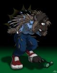 anthro blush claws clothing male pain quills_(anatomy) shocked solo spikes teeth torn_clothing transformation underwear catmonkshiro thrash eulipotyphlan hedgehog mammal werecreature wereeulipotyphlan werehog hi_res