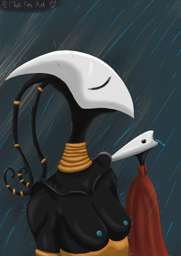 abstract_background antennae_(anatomy) antennae_ring anthro areola black_body black_eyes blue_areola blue_tongue breasts bronze_(metal) clothing coat duo eyes_closed female neck_ring nipples raining red_clothing red_coat red_topwear standing tongue topwear water white_head yellow_clothing fluxfoxart hollow_knight_(franchise) team_cherry yummy_rain_(meme) hornet_(hollow_knight) shakra_(hollow_knight:_silksong) arachnid arthropod insect spider absurd_res colored digital_drawing_(artwork) digital_media_(artwork) hi_res meme shaded signature sketch