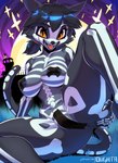 breasts female holidays night text oughta halloween chun_jin_(oughta) domestic_cat felid feline felis mammal 2024 hi_res url