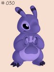 2021 3:4 3_toes alien claws disney experiment_(lilo_and_stitch) feet lilo_and_stitch pincers psychedelic-lemur purple_body purple_claws purple_eyes signature simple_background solo standing tan_background toe_claws toes vialet_(unconfirmed_experiment)