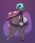 anthro areola belly big_areola big_breasts big_nipples blue_hair breasts female fur grey_body grey_fur hair huge_thighs nipples simple_background slightly_chubby slightly_chubby_anthro slightly_chubby_female smile solo thick_thighs bigdad nella_(sssonic2) mammal pilosan sloth xenarthran 2022