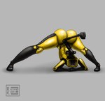 2021 absurd_res ambiguous_gender ass_up boston_dynamics butt front_view full-length_portrait grey_background hi_res jack-o'_pose machine not_furry portrait pose redviewer_55 robot simple_background solo spotmini yellow_body