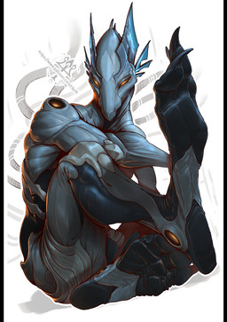 anthro claws feet foot_focus horn looking_at_viewer machine male metallic_body nude posing_for_the_viewer soles solo synthetic_muscles toes wire kredri humanoid robot robot_humanoid hi_res