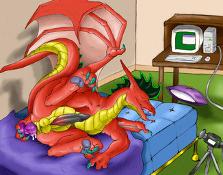 anal anal_masturbation anal_penetration balls bed black_penis camera dildo dildo_in_ass dildo_insertion erection eyes_closed feet feral furniture genitals hindpaw inside lying male male_penetrated masturbation membrane_(anatomy) membranous_wings non-mammal_balls object_in_ass on_bed on_side open_mouth paws penetration penis red_body sex_toy sex_toy_in_ass sex_toy_insertion solo tail toying_self wings narse american_dragon:_jake_long disney european_mythology mythology jake_long dragon mythological_creature mythological_scalie scalie western_dragon 2005