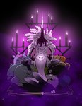 anthro candle curled_hair eyes_closed female flat_chested hair multi_eye pink_hair plushie smoke solo nx-42 helluva_boss belphegor_(helluva_boss) bovid caprine demon mammal sheep absurd_res hi_res