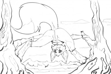 anthro anus bent_over breasts butt female fur genitals holding_object holding_tree looking_back looking_pleasured nude plant simple_background smile solo spread_legs spreading tail tree vulva zafara_(artist) dota valve valve_corporation hoodwink_(dota) mammal rodent sciurid tree_squirrel digital_media_(artwork) hi_res monochrome sketch