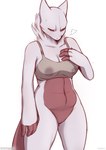 2022 4_fingers absurd_res anthro bahnbahn belly bodily_fluids bottomless bra bra_only breasts breath clothed clothing comic dua_(bahnbahn) fan_character female fingers generation_1_pokemon genitals half_naked hi_res lactating lactating_through_clothing legendary_pokemon looking_down_at_breasts looking_down_at_self mewtwo multicolored_body neck_tuft nintendo nursing_bra patreon patreon_logo pokemon pokemon_(species) pokemorph postpartum_stomach pussy solo standing subscribestar text tuft two_tone_body underwear underwear_only url wet wet_clothing