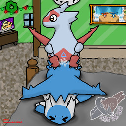 3_fingers ambiguous_gender anal anal_penetration art_pack bed carpet carpeted_floor christmas_decorations christmas_lights claws clock duo electronics eyes_closed facial_markings female female_penetrating female_penetrating_male feral fingers furniture hand_on_another's_butt hand_on_butt head_markings holidays looking_at_television male male/female male_penetrated markings object_in_ass pegging penetration sex sex_toy sex_toy_in_ass sex_toy_insertion television text toying_partner wallpaper_(decoration) waterfall window window_sill wings wreath nonassociatedidiot new_year new_year_2026 nintendo pokemon pokemon_mystery_dungeon spike_chunsoft generation_1_pokemon generation_2_pokemon generation_3_pokemon lagomorph latias latios legendary_pokemon mammal pokemon_(species) raichu typhlosion 1:1 2025 artist_name english_text