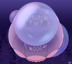 blowing_bubble_gum bubble_gum inflation motion_lines onomatopoeia purple_background simple_background sound_effects text translucent woosp nintendo pokemon generation_4_pokemon mismagius pokemon_(species) 2023 artist_name dated hi_res