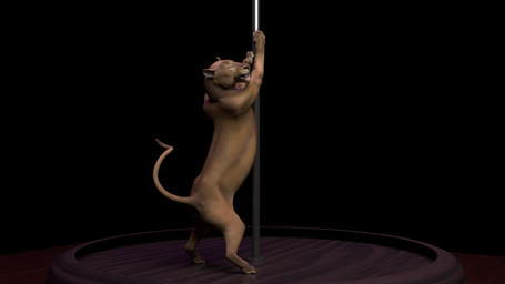 butt dancing feet female feral fur paws pole pole_dancing pose raised_tail realistic_feral smile smirk solo tail teasing eviltyto felid feline lion mammal pantherine 16:9 3d_(artwork) digital_media_(artwork) hi_res widescreen