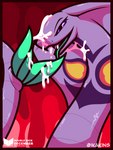 3:4 absurd_res animal_genitalia arbok bedroom_eyes big_penis bodily_fluids cloaca cloacal_penis cum cum_drip cum_in_mouth cum_in_own_mouth cum_in_self cum_inside cum_on_body cum_on_face cum_on_neck cum_on_own_face cum_on_own_penis cum_on_penis cum_on_self cum_string cumshot dripping ejaculation fangs feral generation_1_pokemon genital_fluids genitals green_penis green_tongue hi_res horizontal_cloaca ikakins looking_at_viewer male markings messy narrowed_eyes nintendo open_mouth open_smile orgasm penis pokemon pokemon_(species) presenting presenting_penis purple_body purple_eyes purple_markings purple_scales purple_sclera red_markings reptile scales scalie seductive serpentine signature simple_background smile solo tapering_penis teeth tongue watermark yellow_markings