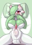 abdominal_bulge ambiguous_penetration bashful_gardevoir_(limebreaker) big_breasts blush breasts clothed clothing duo faceless_character faceless_human faceless_male fan_character female female_focus female_on_human female_penetrated first_person_view gardevoir generation_3_pokemon hair hair_over_eye heart_eyes heart_symbol hi_res human human_on_humanoid human_penetrating human_penetrating_humanoid humanoid humanoid_penetrated interspecies limebreaker looking_at_viewer male male/female male_on_humanoid male_penetrating male_penetrating_female male_pov mammal nintendo not_furry one_eye_obstructed penetration pokemon pokemon_(species) pokephilia sex smile solo_focus