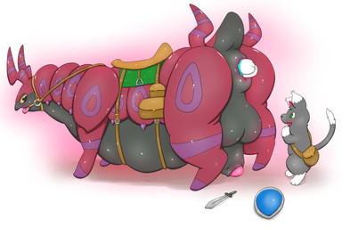 almost_fully_inside anal anal_vore anthro anus bag balls black_balls black_eyes black_penis butt digitigrade duo feral genitals glans glistening glistening_body green_eyes heart_eyes heart_symbol humanoid_genitalia humanoid_penis looking_at_another looking_back looking_back_at_another male markings melee_weapon multicolored_body open_mouth partially_inside penis pink_glans pink_tongue puffy_anus red_inner_ear red_tongue saddle saddle_bag shadow shield simple_background size_difference slightly_chubby sword tongue tongue_out vore weapon white_background willing_prey yellow_sclera bboing nintendo pokemon felid feline generation_5_pokemon mammal pokemon_(species) scolipede hi_res shaded simple_shading