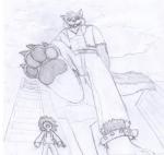 anthro duo low-angle_view macro male paws stomping summoner tokyo worm's-eye_view redboi lifewonders tokyo_afterschool_summoners blue_(redboi) garmr_(tas) canid canine canis domestic_dog mammal absurd_res graphite_(artwork) greyscale hi_res monochrome pencil_(artwork) traditional_media_(artwork)