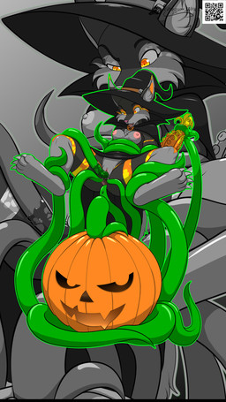 anal anthro anus breasts double_penetration female fur gaping gaping_anus genitals grey_body grey_fur holidays nipples penetration pink_nipples qr_code tentacle_in_vagina tentacle_penetration tentacles vaginal vaginal_penetration vulva xdiegosilvax halloween starlit canid canine mammal 9:16 absurd_res digital_media_(artwork) hi_res