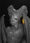 anthro male membrane_(anatomy) membranous_wings scar scars_all_over simple_background slave solo winged_arms wings groeegr bat ghost_bat mammal megadermitid microbat hi_res monochrome