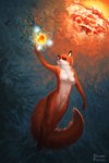 abstract_art anthro big_tail black_nose breasts explosion female fire fluffy fluffy_tail forest fur nuclear nuclear_bomb nude nude_anthro orange_body orange_fur plant solo tail tree white_body white_fur drunk_ferret canid canine fox mammal absurd_res hi_res