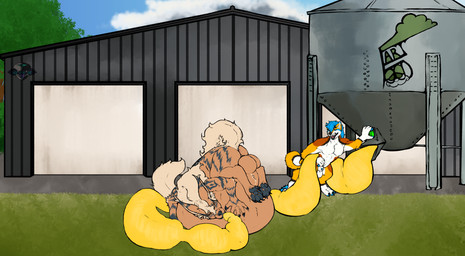 ball_size_difference balls duo food_inflation forced genitals hose hose_in_mouth hose_inflation hyper hyper_inflation inflated_belly inflation lying lying_on_ground male male/male on_front on_ground outside silo step_pose stepped_on stepping warehouse yonnixart nintendo pokemon pierce_(pierce_wolf) arcanine canid canine canis domestic_dog generation_1_pokemon mammal pokemon_(species) shiba_inu spitz absurd_res hi_res