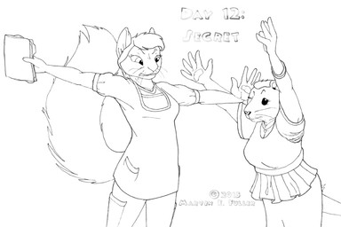 5_fingers angry annoyed anthro beady_eyes belt big_breasts biped bottomwear breast_size_difference breasts bullying cleavage clothed clothing doctor dress duo eyebrows eyelashes female fingers fluffy fluffy_tail folder frown fully_clothed hair hand_on_head handpaw holding_object huge_breasts humanoid_hands jewelry long_tail looking_at_another medium_breasts necklace one_eye_closed pants pawpads paws pushing raised_arm reaching scrubs shirt short_dress short_hair short_sleeves simple_background size_difference snout standing tail text topwear whiskers white_background cybercorn_entropic amethyst_du_sciur nosy_nutria mammal nutria rodent sciurid tree_squirrel 2015 3:2 black_and_white english_text monochrome traditional_media_(artwork)