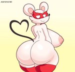 anthro areola big_breasts big_butt breasts butt clothing female fur gesture huge_breasts huge_butt legwear looking_at_viewer looking_back mask nipples pink_areola pink_nipples red_clothing red_legwear red_stockings solo stockings tail tail_gesture tail_heart thick_thighs white_body white_fur mintyspirit mario_bros nintendo paper_mario paper_mario:_the_thousand_year_door ms._mowz animal_humanoid humanoid mammal mammal_humanoid mouse mouse_humanoid murid murid_humanoid murine murine_humanoid rodent rodent_humanoid