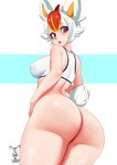 alternate_species blush bottomless breasts butt clothed clothing female hair humanoidized looking_back multicolored_hair nipple_outline open_mouth pokemorph red_blush red_eyes scut_tail short_hair short_tail solo tail thick_thighs topwear two_tone_hair white_clothing white_topwear tiger1001 nintendo pokemon cinderace generation_8_pokemon humanoid pokemon_(species) pokemon_humanoid 2021 hi_res