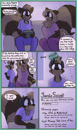 anthro big_breasts blush breasts clothed clothing dialogue duo female fluffy fluffy_tail fully_clothed huge_breasts male tail text dirty_bunny marissa_keys tommy_keys mammal procyonid raccoon comic english_text mother_(lore) mother_and_child_(lore) mother_and_son_(lore) parent_(lore) parent_and_child_(lore) parent_and_son_(lore) son_(lore)