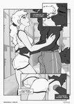 anthro big_penis black_and_white bulge canid canine canis clothed clothing clothing_lift comic duo eyelashes fefece female genitals hair hi_res human human_on_anthro humanoid_genitalia humanoid_penis imminent_sex interspecies kiss_on_lips kissing locker_room lola_bunny looney_tunes male male/female mammal monochrome mythological_canine mythological_creature mythology penis ponytail smile text upshirt warner_brothers were werecanid werecanine werewolf wolf