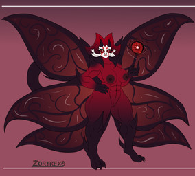 anthro big_breasts black_body black_hair breasts dark_nipples energy_ball female genitals hair horn lips long_tail mature_female membrane_(anatomy) membranous_wings nipples orb red_hair red_lips red_nipples red_sclera short_hair spikes spikes_(anatomy) tail vulva white_eyes white_face wings zortrex mythology vladmel_(zortrex) dragon myceelidos_(zortrex) mythological_creature mythological_scalie scalie absurd_res hi_res